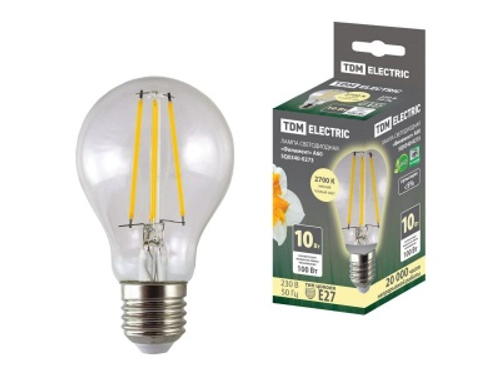 Лампа светодиодная Филамент A60 10Вт 230В 2700К Е27 TDM