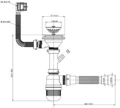 Сифон бутылочный BETTOSERB 3 1/2"*40/50 чашка 114мм нерж отвод для посудомоечной машины перелив 41009