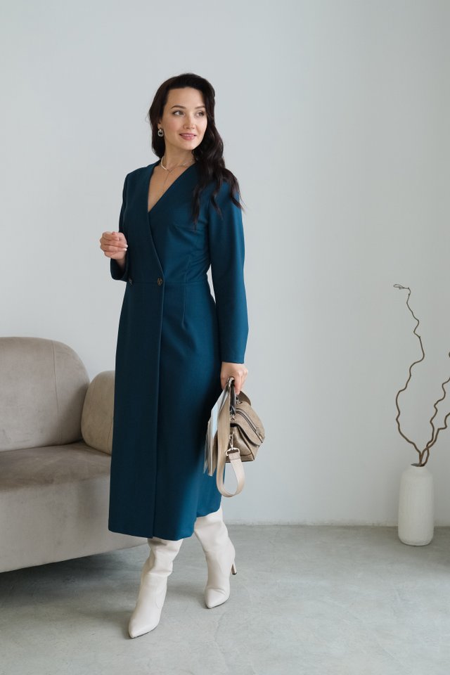 Платье с запахом морская волна из вискозы