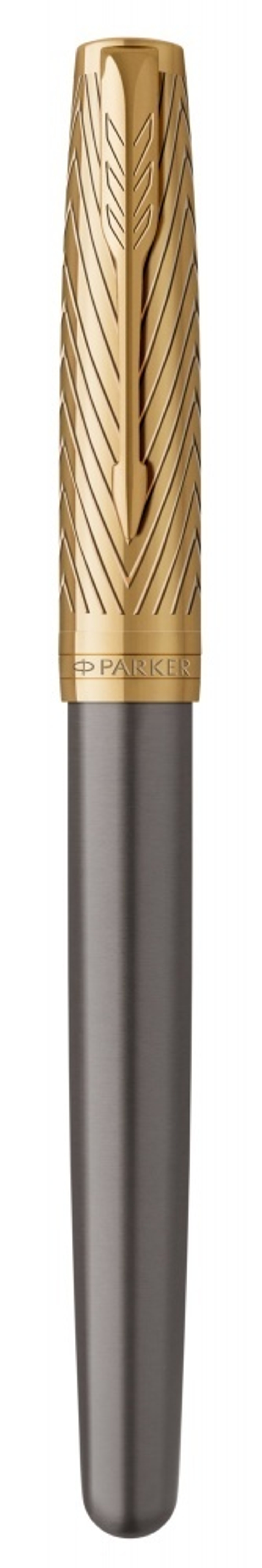 Ручка роллер Parker Sonnet Pioneers T542 Gray and Gold, стержень: F, цвет чернил: black, в подарочной коробке