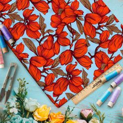 Ткань премиум атлас цветочная элегия