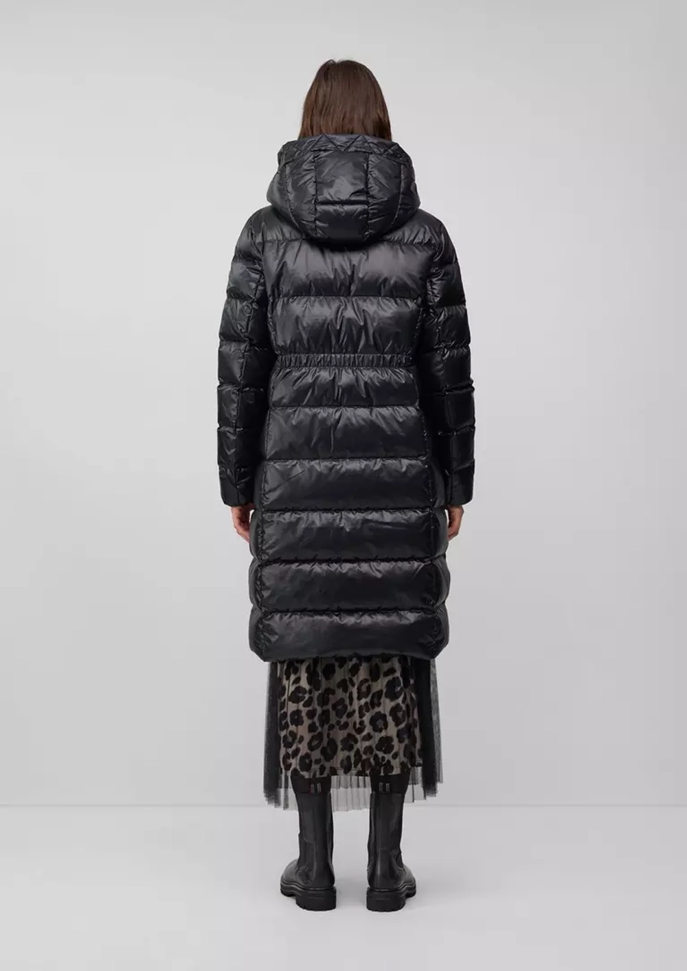 Стеганое пальто с капюшоном наполнитель пух/перо Black Label
