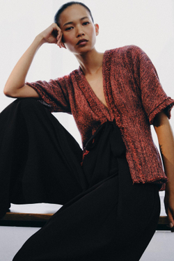 ZARA ТОП С БАСКОЙ И БАХРОМОЙ — ZW COLLECTION, ОРАНЖЕВЫЙ