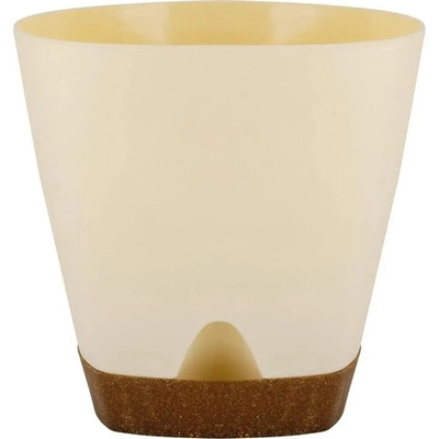 Горшок для цветов InGreen WOOD D200мм 4л с прикорневым поливом сливочный/бук