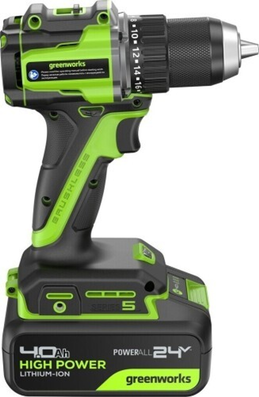 Дрель-шуруповерт аккумуляторная GREENWORKS DD560 24V, АКБ 4Ач и ЗУ 3708407CUB