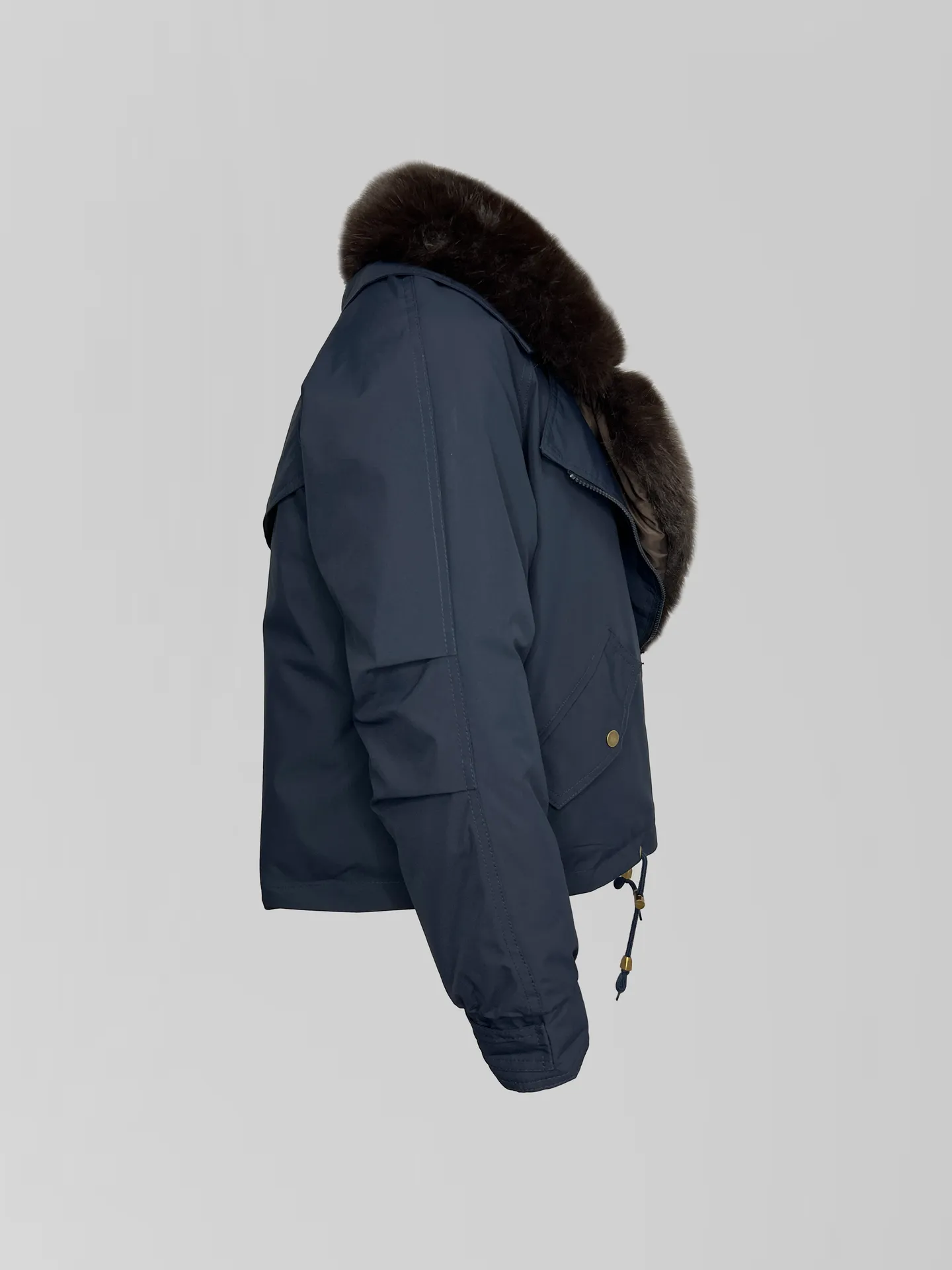 Куртка-парка Classic 8837 однотонная на молнии с воротником из меха