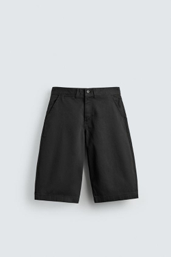ZARA ШОРТЫ BAGGY FIT, ЧЕРНЫЙ