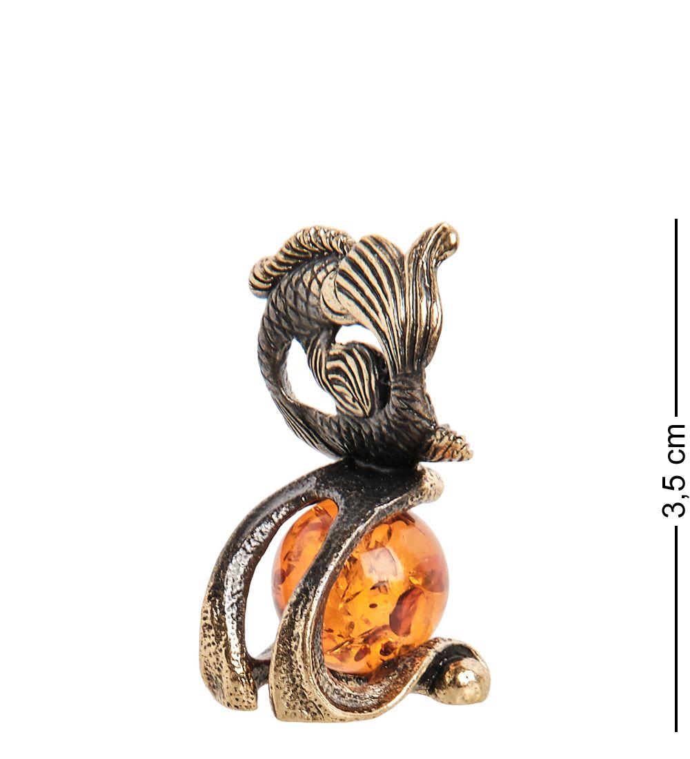 AM- 319 Фигурка «Знак зодиака - Рыбы» (латунь, янтарь)