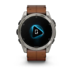 Умные часы Garmin Fenix 8, 51 мм, AMOLED, Sapphire bare Titanium, black with chestnut leather band plus graphite silicone band
