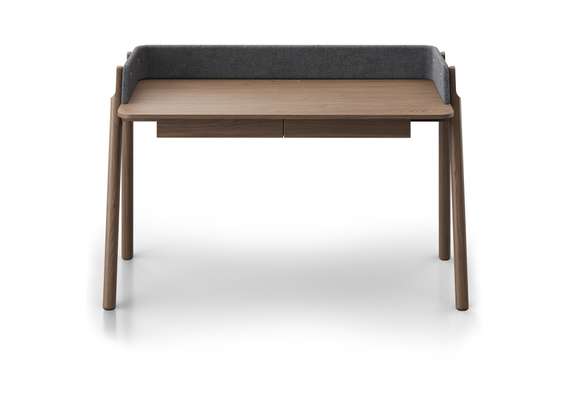 Стол письменный Basic 140*60 см (натуральный дуб, серый рогожка)