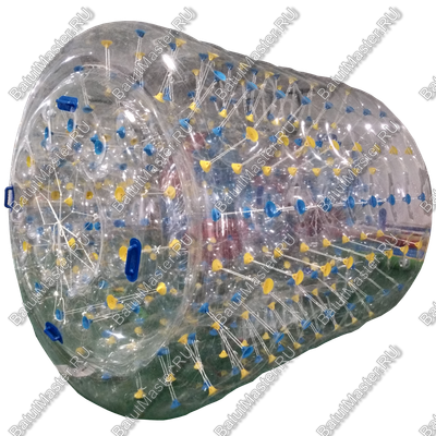 Аттракцион Водный роллер (Гидророллер) "Прозрачный с желто-синими держателями" ПВХ, 2*1,8*1,8 м