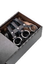 Черный кожаный пояс с кольцами (Размер: S-M-L) (Цвет: черный)