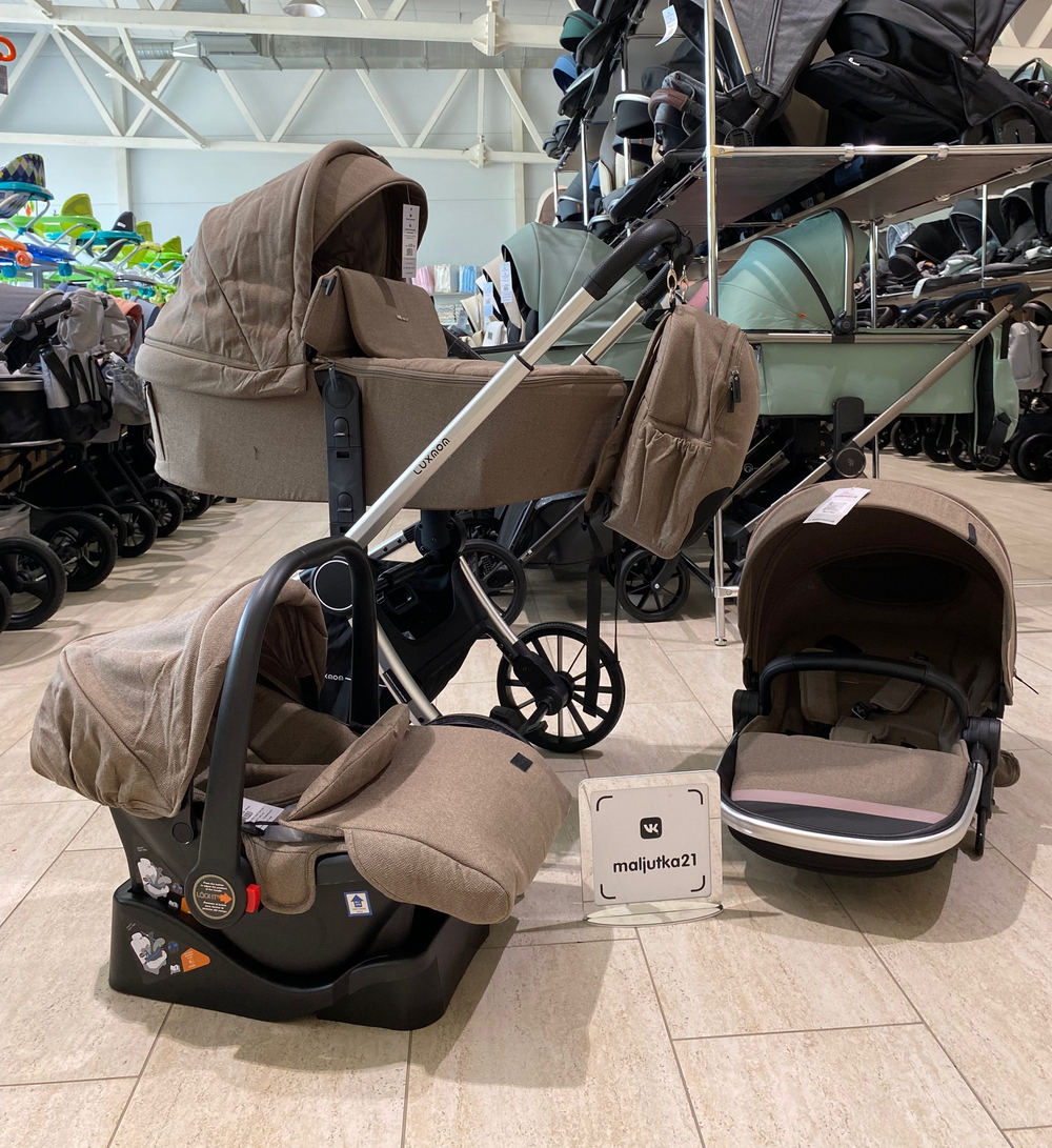 Детская коляска 3в1 LUXMOM 780 Коричневый текстиль