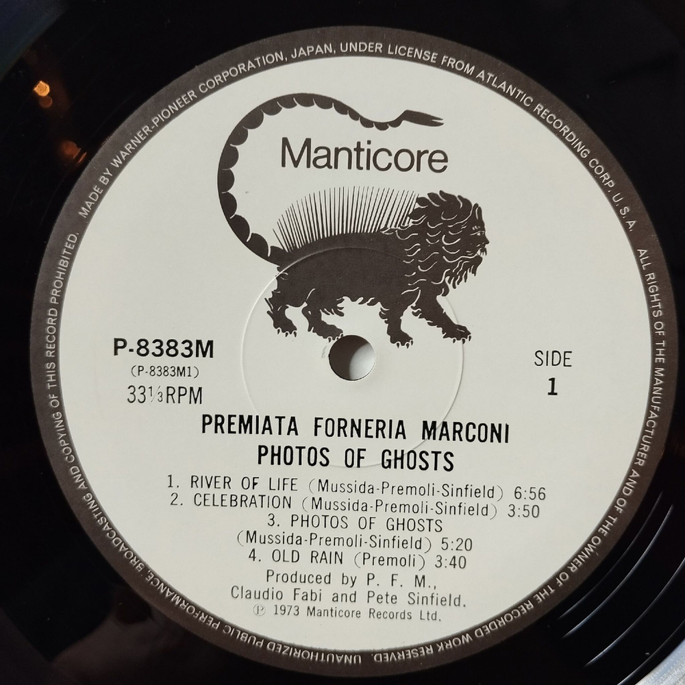 Винтажная виниловая пластинка LP Premiata Forneria Marconi Photos Of Ghosts (Japan 1973) (Obi) Celebration