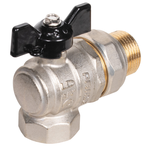 Кран шаровой латунный LD Pride 47.20.В-ГШ.У.Б Ду 20 Ру 40, угловой, вн-американка, (бабочка)