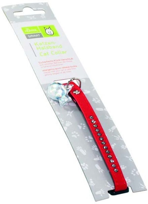 Ошейник для кошек со стразами кожзам красный, Hunter Smart Modern Luxus