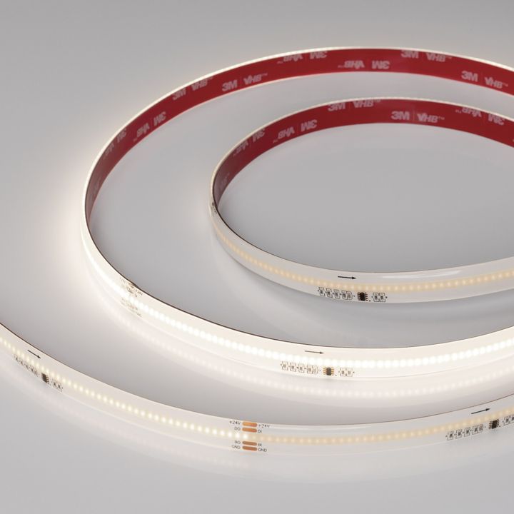 Светодиодная лента герметичная Arlight 7W/m 378LED/m CSPSMD дневной белый 5М SPI-COB-SE-X378-12mm 24V 041388