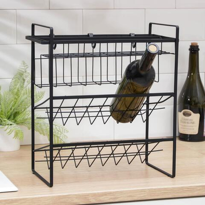 Подставка для бутылок Доляна, 2 яруса, угол 45 градусов, цвет чёрный (Цвет: не задано)