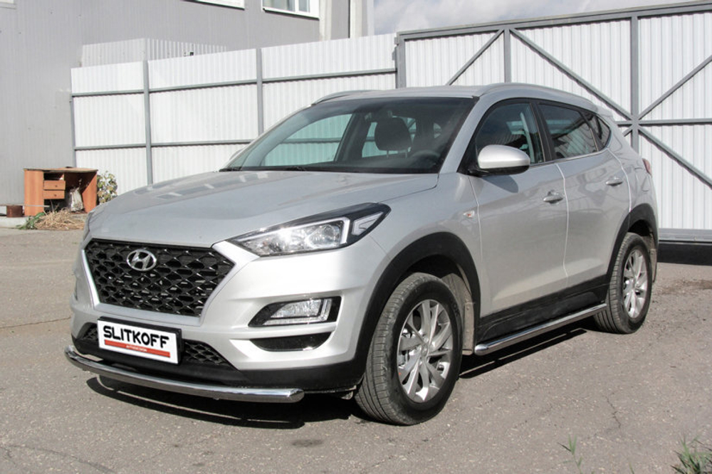 Пороги из нержавейки Hyundai Tucson Turbo (2018-2021) d57 труба