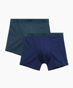 Мужские трусы шорты удлиненные Atlantic, набор 2 шт., хлопок, сине-зелёные + тёмно-голубые, 2MH-175