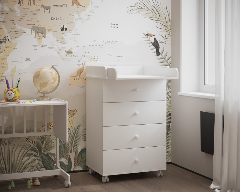Детский комод Nova 2 в 1 600/4 белый