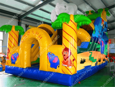 Детский надувной батут-горка "Задорный слонёнок"