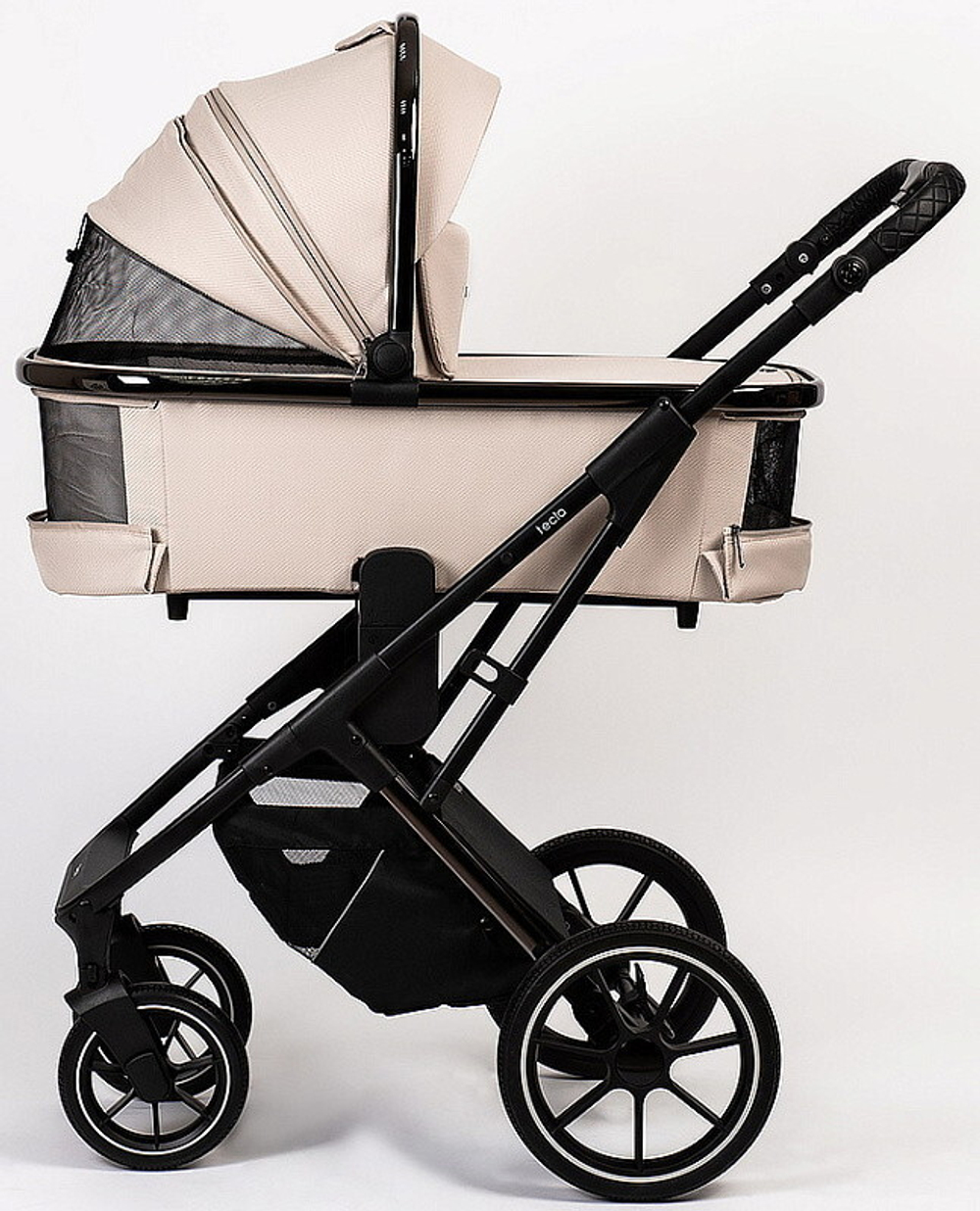 Детская коляска Peppy Tecla 3 в 1 с автокреслом Verona Black Stone Chrome Edition Бежевый