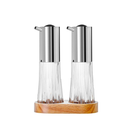 Набор дозаторов для масла и уксуса на деревянной подставке 75мл AdHoc Menage Crystal