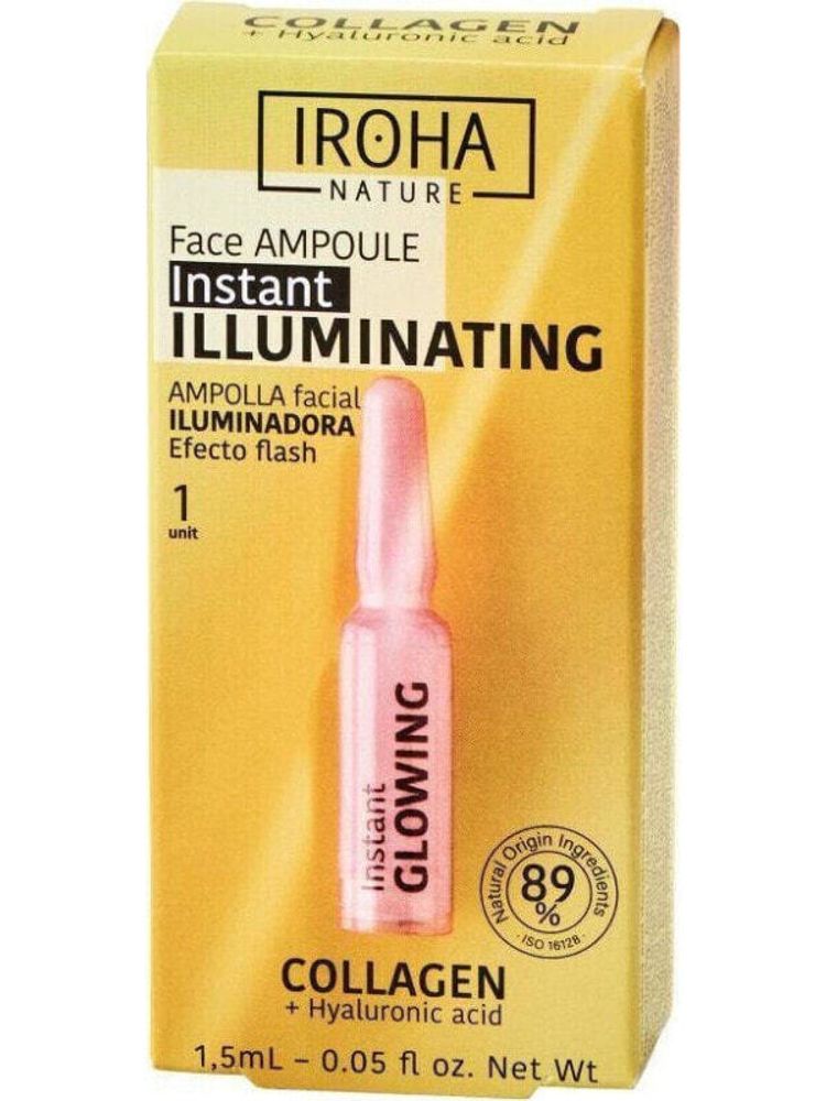 Iroha Instant Flash Illuminating Face Ampoule rozświetlająca ampułka do twarzy z kolagenem i kwasem hialuronowym 1.5ml