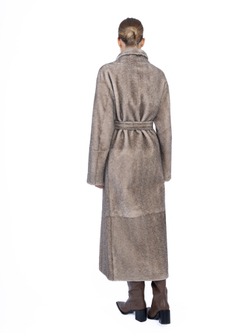 Женская облегчённая кожаная дублёнка с отделкой «ёлочка»