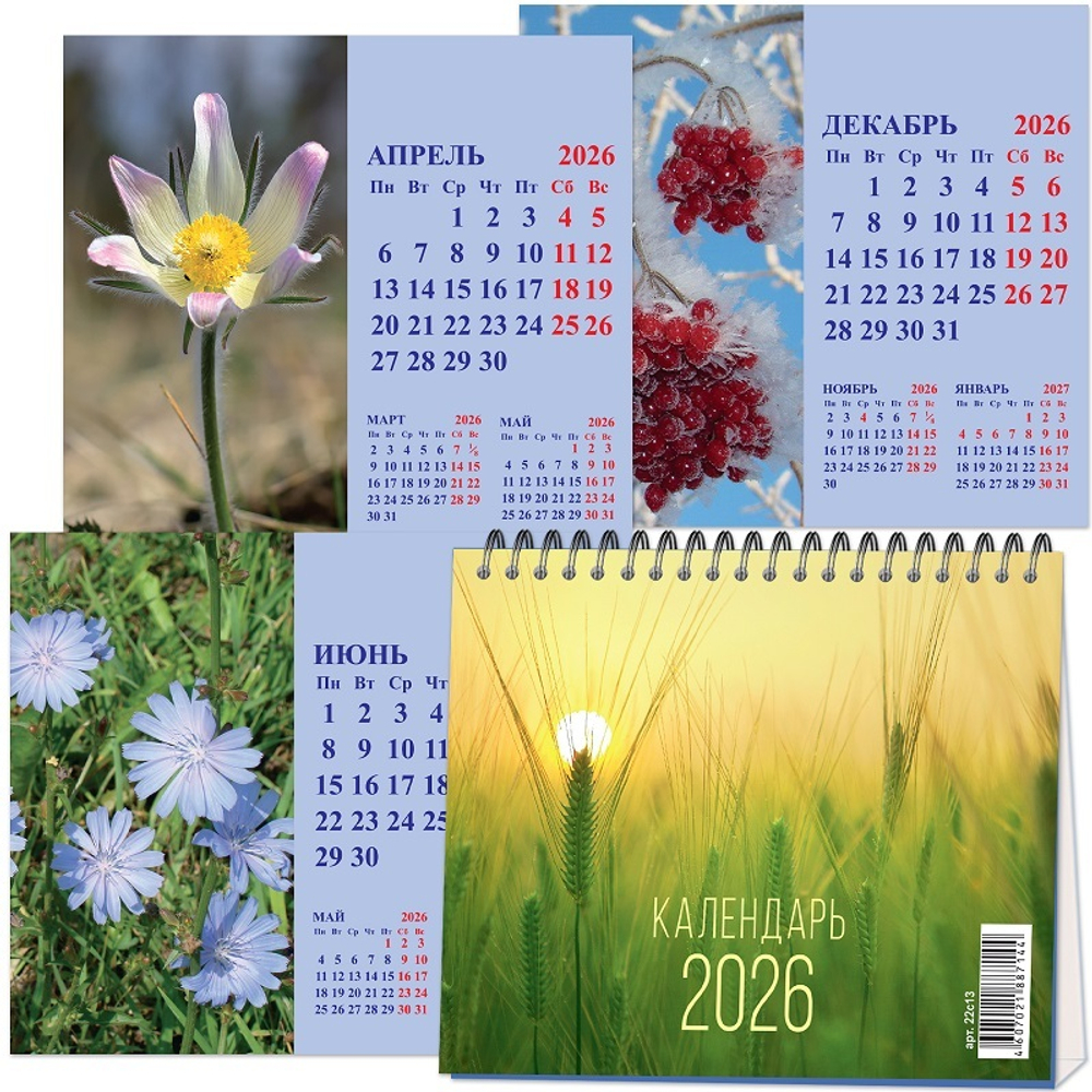 Календарь настольный "домик" на 2026 год, "Времена года"