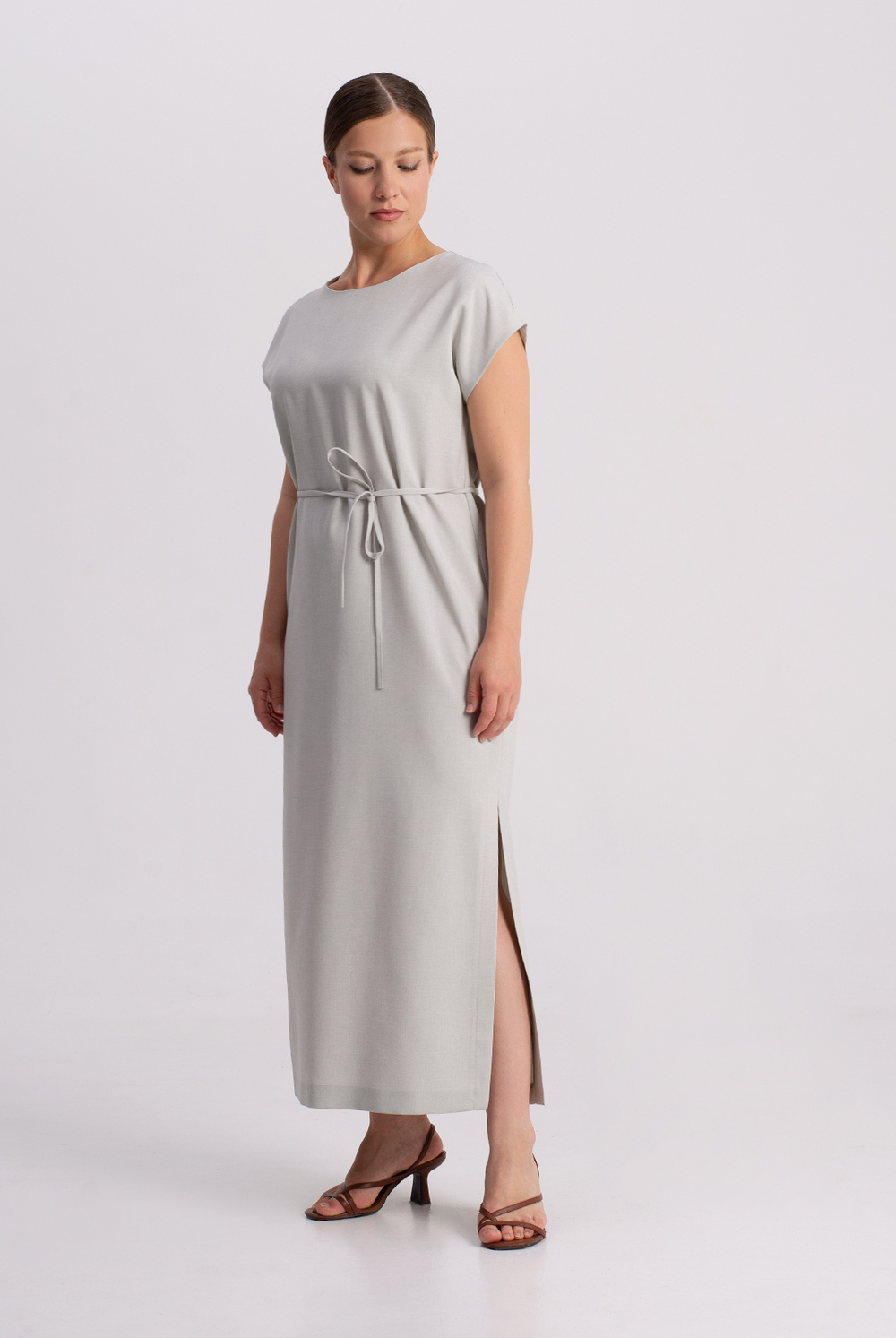 Платье женское 3946АПА, серый лен #38СЛ053946АПА