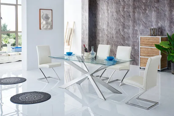 Обеденный стол Steelgor 180х90 см, закаленное стекло