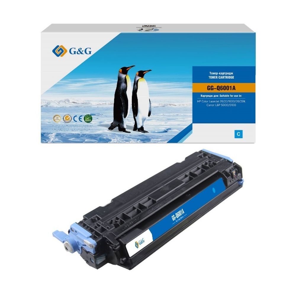 Картридж G&amp;G, аналог HP Q6001A, Canon 707C, голубой (2K)