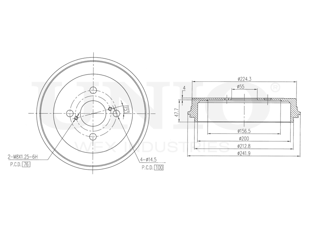 Барабан тормозной задний UNIO BRD-10067