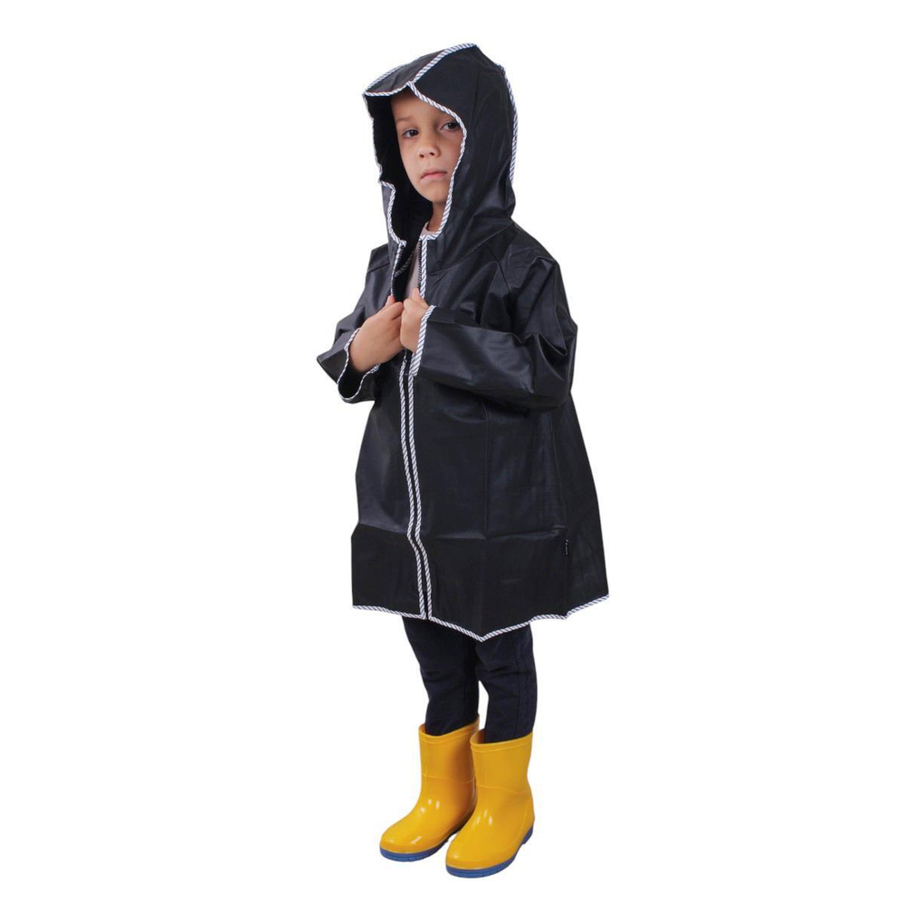 Дождевик с капюшоном, черный, рост 100 см