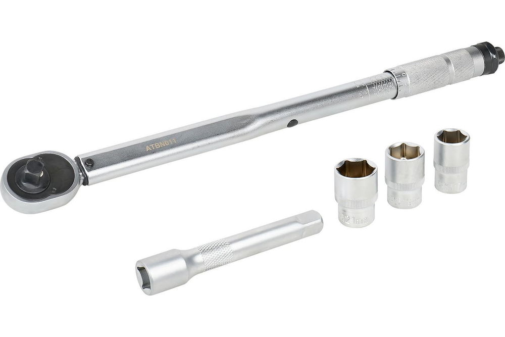 Динамометрический ключ 1/2" 40-210 Нм длина ключа 465 мм в кейсе с удлинителем и торцевыми головками AIRLINE ATBN011