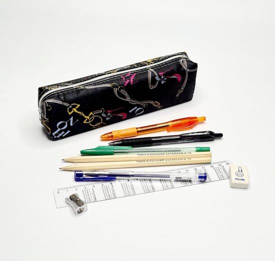 Школьный пенал с 2 отделениями, сиреневый, 11 предметов