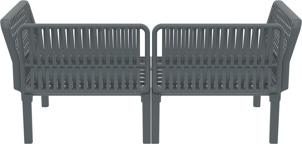 Диван пластиковый двухместный с подушками Siesta Contract Portofino Lounge, темно-серый, светло-коричневый