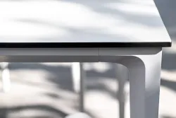 "Малага" обеденная группа на 6 персон со стульями "Марсель", каркас белый, роуп светло-серый