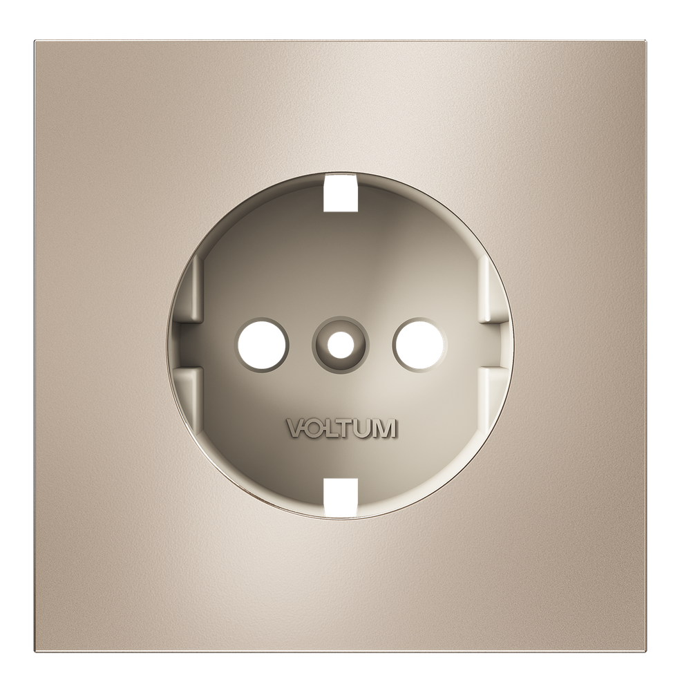 Накладка для розетки с заземлением, (платина) Voltum S70 Metal VLSM000610