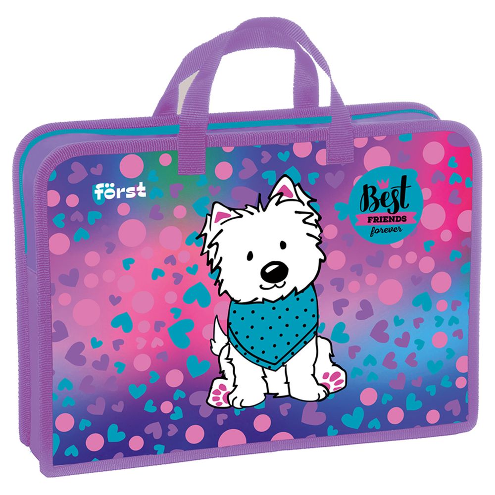 Папка с ручками 1 отделение, А4 Först "Best friends", 340*245*75мм, пластик, на молнии