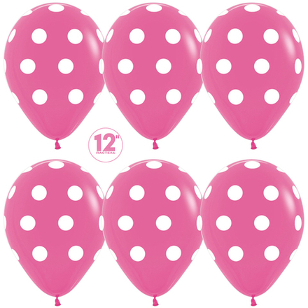 Воздушный Шар (12''/30 см) Белые точки, Фуше (012), пастель, 5 ст
