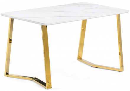 Керамический стол Woodville Селена 1 160х90х77 белый мрамор, золото