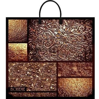 Пакет с пластиковой ручкой ПВД 38х35 (90 мкм) "Богема" лам. (10/100 шт.) Интерпак