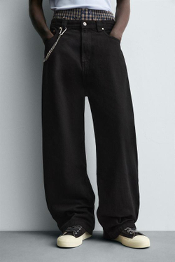 ZARA ДЖИНСЫ BALLOON FIT, ЧЕРНЫЙ