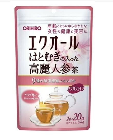 ORIHIRO Equol Ginseng Tea Травяной чай для поддержания женской красоты и здоровья, 20 пакетиков
