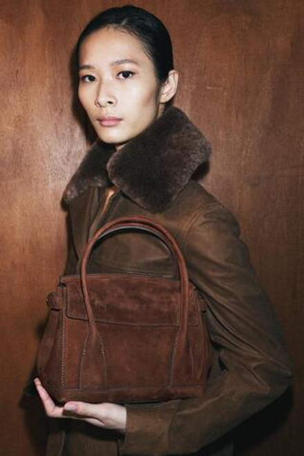 ZARA МИНИ-СУМКА В ГОРОДСКОМ СТИЛЕ ИЗ ЗАМШИ, ШОКОЛАДНЫЙ