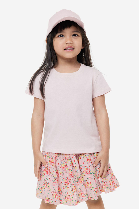 H&M Короткая юбка с цветочным принтом. светло-розовый