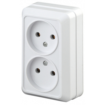 Розетка Intro Quadro 2-203-01 двойная без заземления 2х2P 16А-250В IP20 ОУ Quadro белый